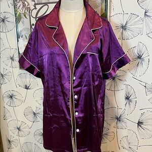 Purple  Pajama Top with White Trim M